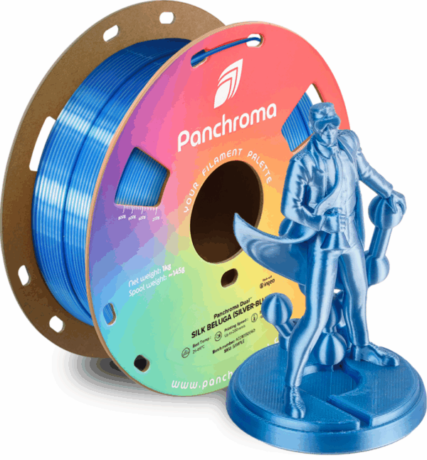 PLA Dual Silk Beluga Panchroma (Silver-Blue) 1kg 1,75mm - Imagen 2
