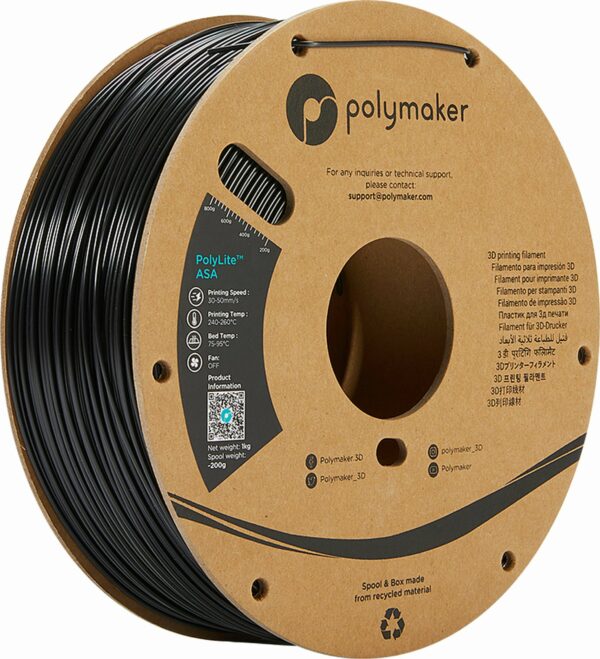 ASA Polymaker PolyLite Negro (Jet Black) 1kg 1,75mm
